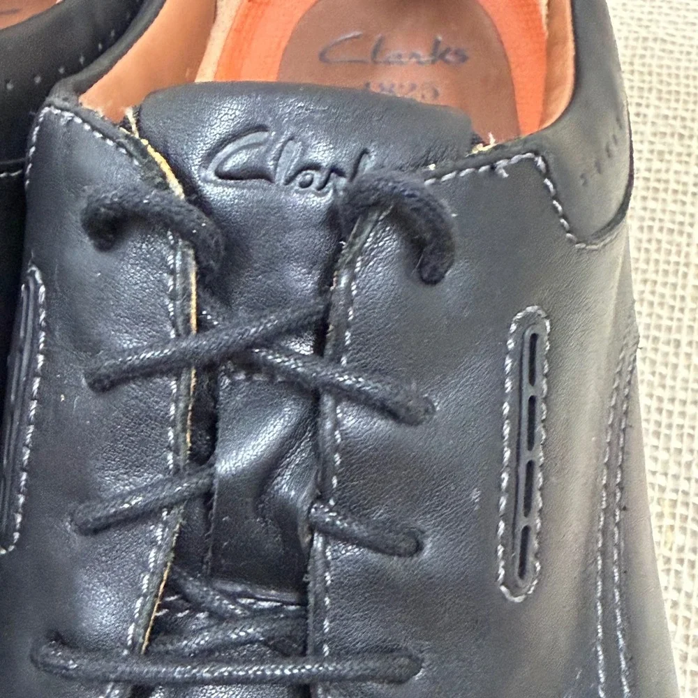 Clarks 1825 Mens Black Leather Derby Oxford Shoes 26102530 Size 15M